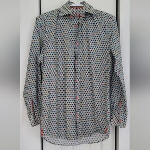 Visconti Black Casual Button Down Shirt with Geometric Print 💚💙💜💛❤ Colors
